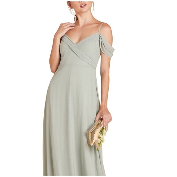 Birdy Grey Spence Convertible Bridesmaid Dress Size M Sage Green Chiffon Maxi - Picture 2 of 9
